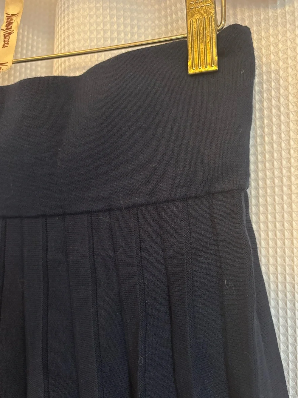 Minnie Rose Navy Pleated Knit Skirt Skort SZ M Dark Academia